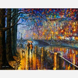 alley by the lake, alley by the lake Leonid Afremov, Leonid Afremov alley by the lake